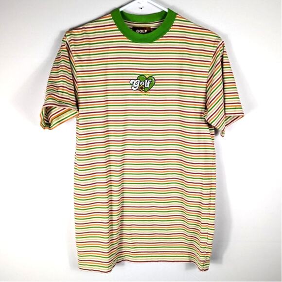 Golf Wang Striped T-Shirt Heart Tee Multicolor 100% Cotton Men’s S Tyler Shirt - Picture 1 of 4